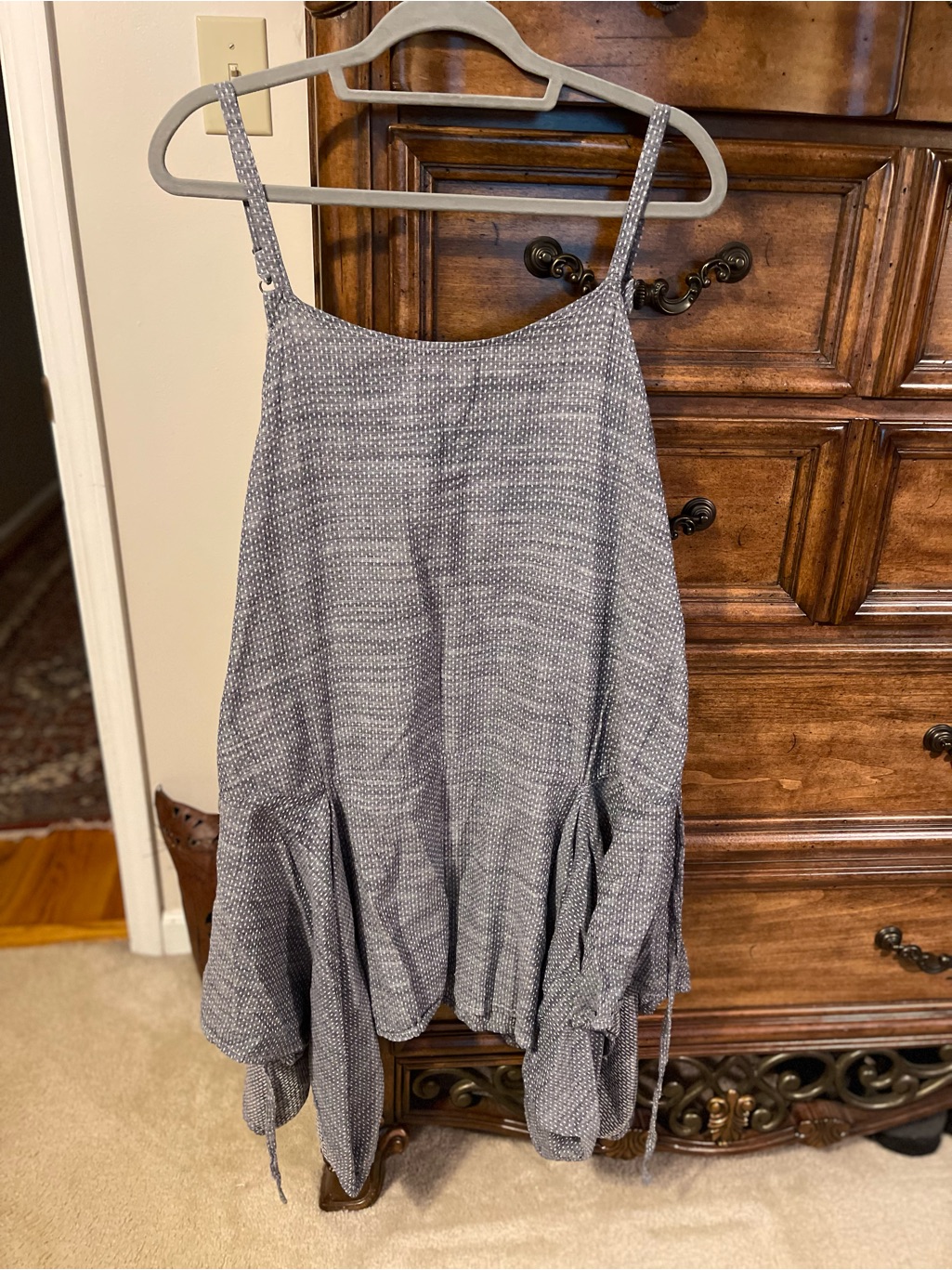Casual Lightweight Gray Strappy Tunic Top